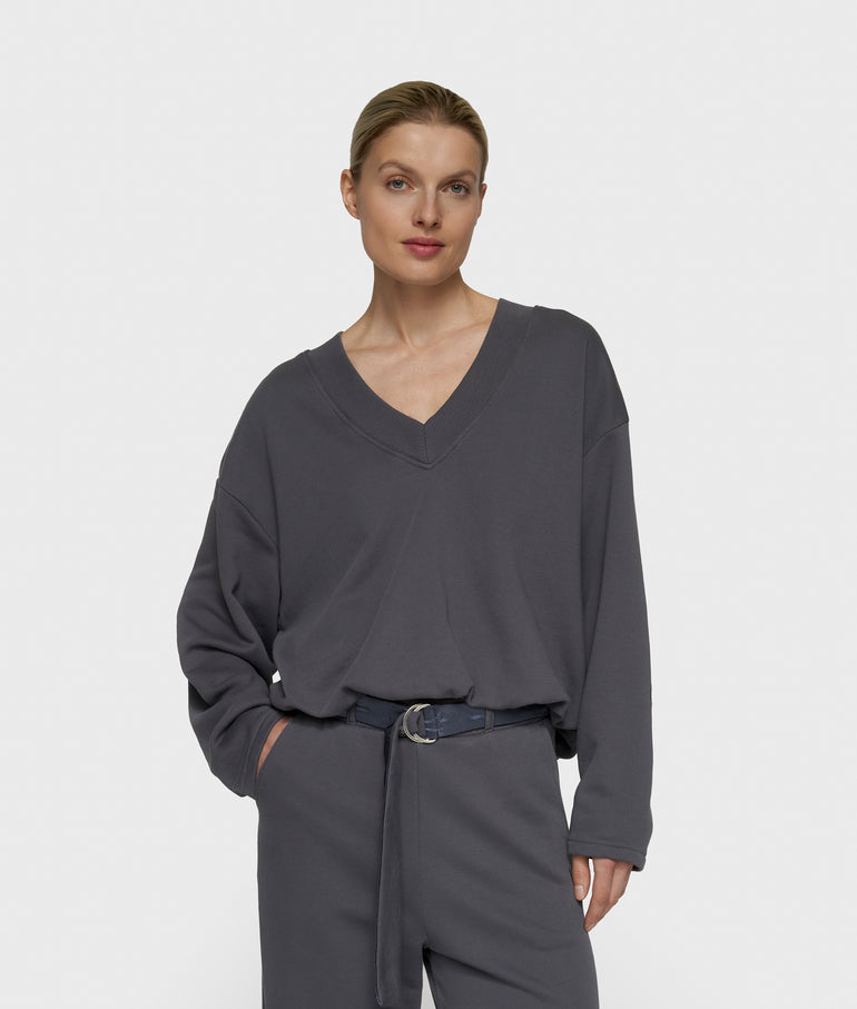 10 Days sweater v neck steel blue (XXS)