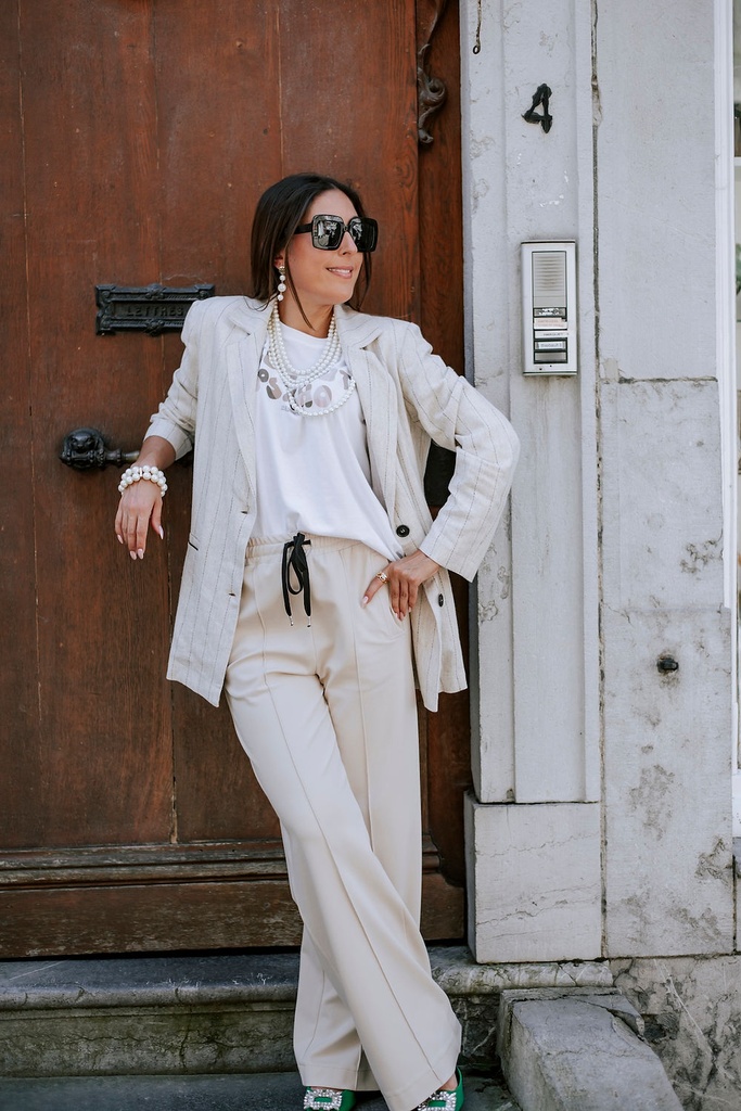 Les Blondinettes Oscar pantalon jog white