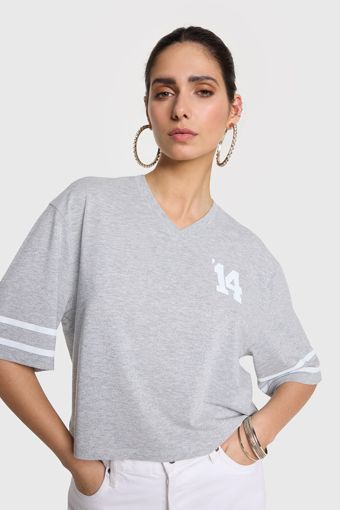 Alix The Label lurex teesoft grey