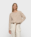 10 Days boat neck top stripes ecru suede