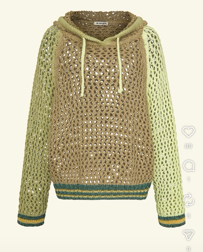 Liv Bergen crochet tricolour oliv (XS)