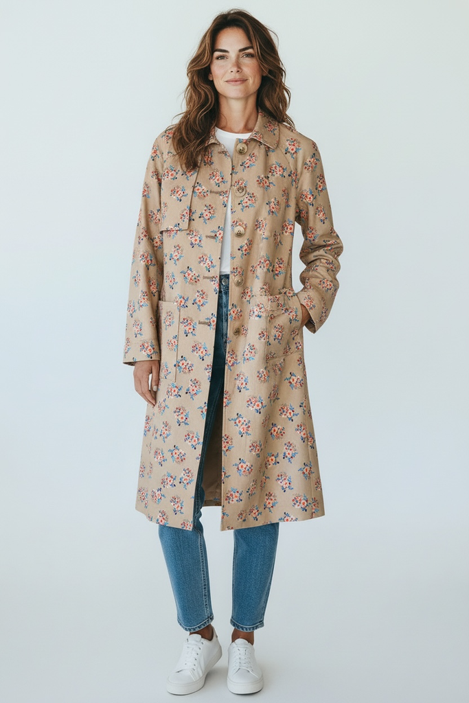 Dixie imper beige fleuri (S)