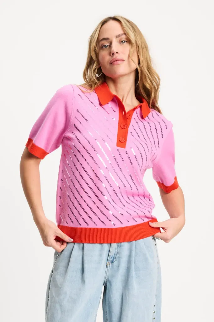 Pom Amsterdam polo sequins pink (XS)