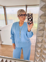 Les Blondinettes sweat Dolores V strass bleu