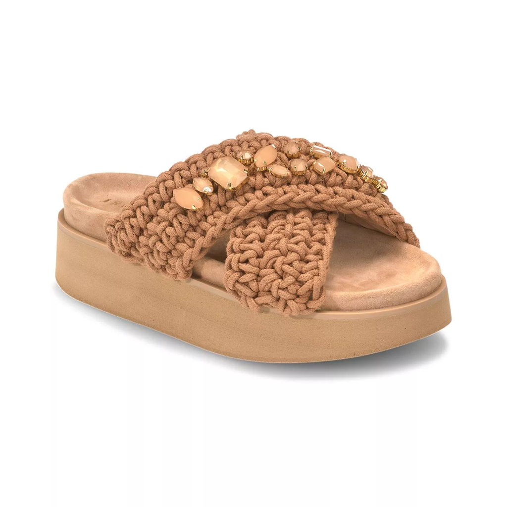 Inuikii woven platform cognac (36)