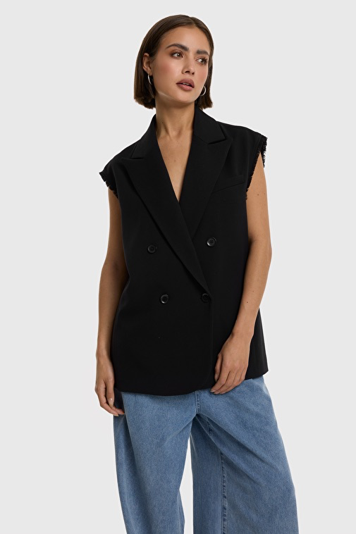 Alix The Label gilet noir ladies woven flowy (xs)
