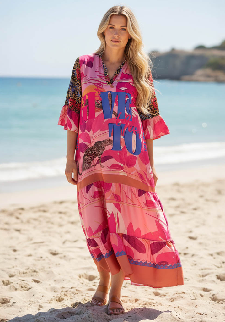Miss Goodlife Life dress pink butterfly (XS)