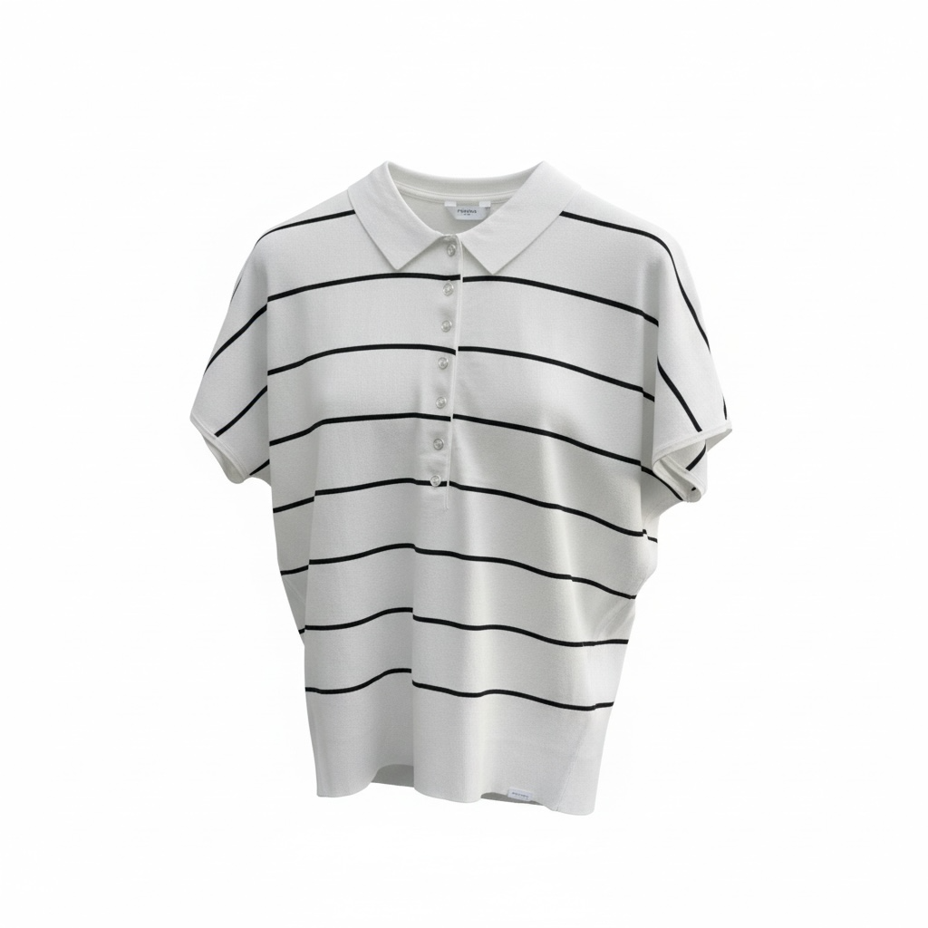 Penn & Ink polo stripes écru/ navy (XS)