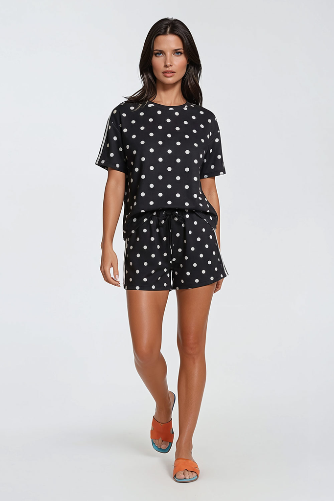 [18269 t-shirt black] T-shirt pois black