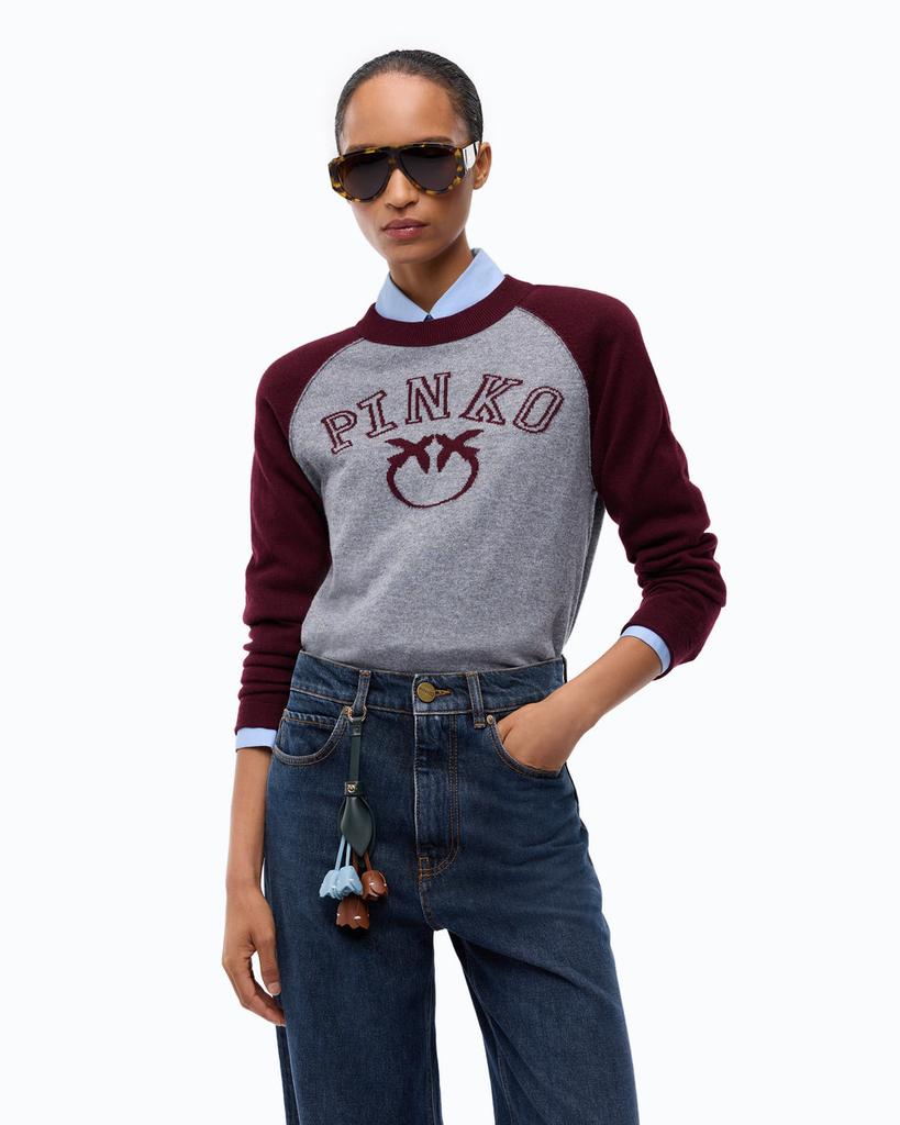 Pinko Amsterdam maglia grigio bordeaux (XS)