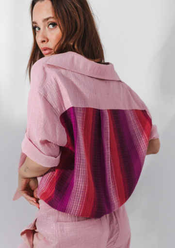 [Stefania chemise à nouer rose/rayure] RbyMi Stefania shirt rose