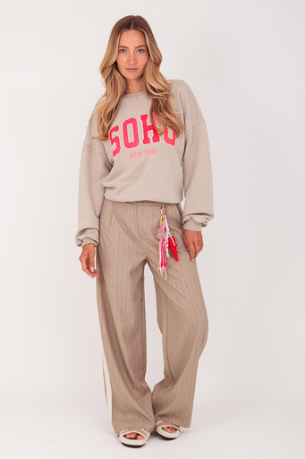 [Soho beige] Turquoise Soho sweat beige/fuxia