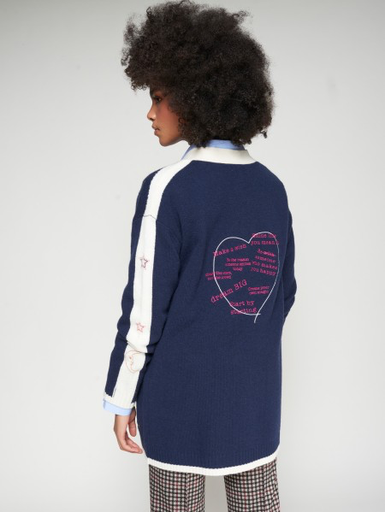 [32893-KNCXZ5WC01/KNITTED 61101190] Vilagallo cardigan Emb love navy