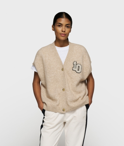 10 days soft V-neck knit gilet earth